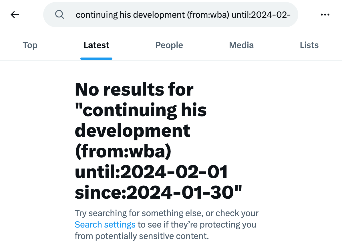 A screenshot showing that the previous X post can't be found on the platform