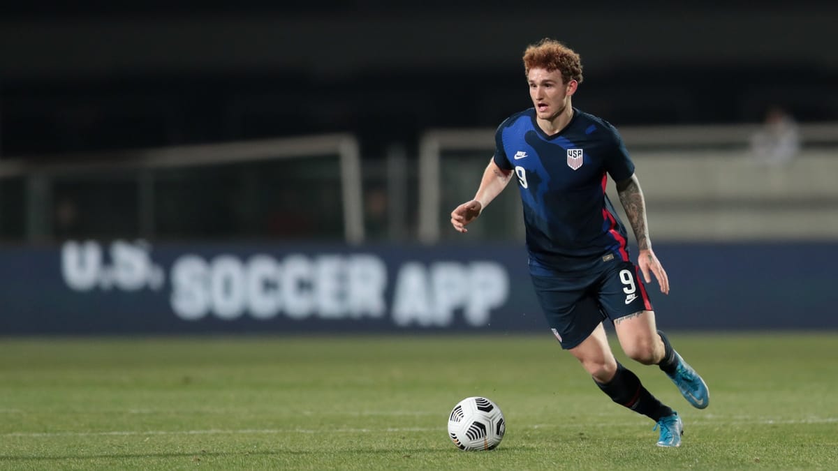 Footballer Josh Sargent playing football for the USA